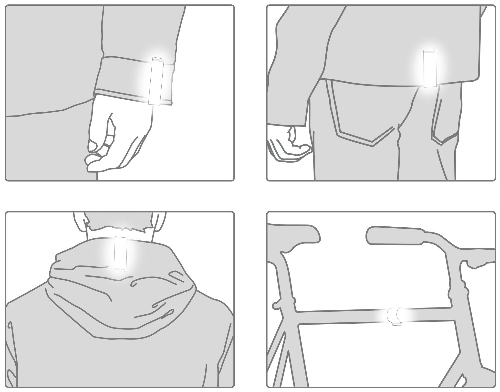 Bookman Clip-on hvid reflektor