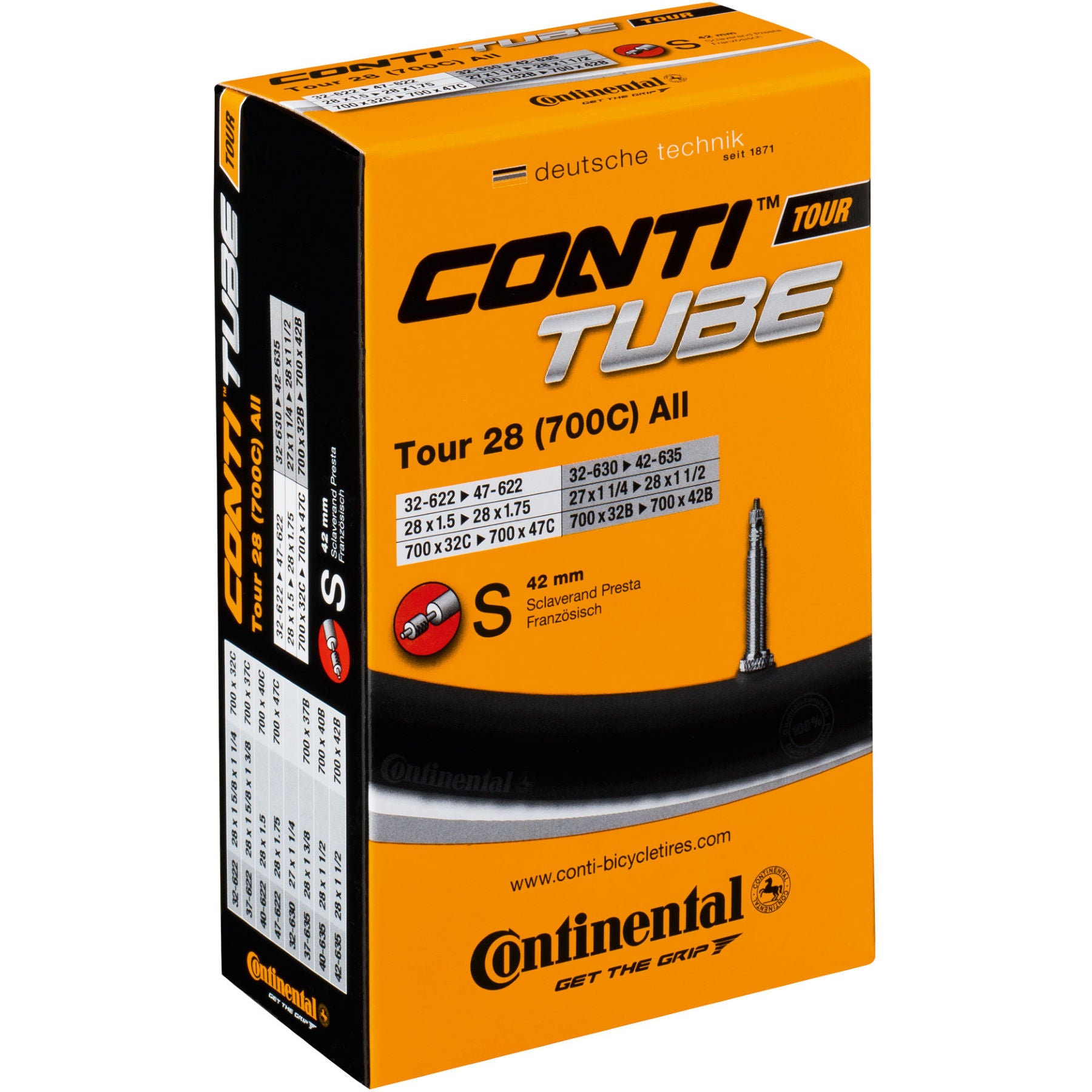 Continental Tour 28 (700c) 32-47 mm (622-635), Presta 42 mm slange indvendig