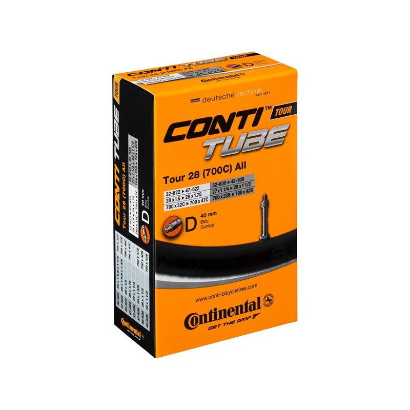 Continental Tour 28 (700c) 32-47 mm (622-635), Dunlop 40 mm slange