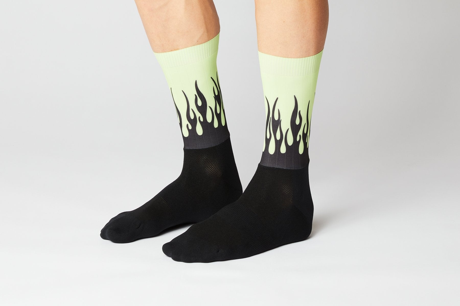 FINGERSCROSSED #Aero Flames Sorte/Neon Cykelstrømper