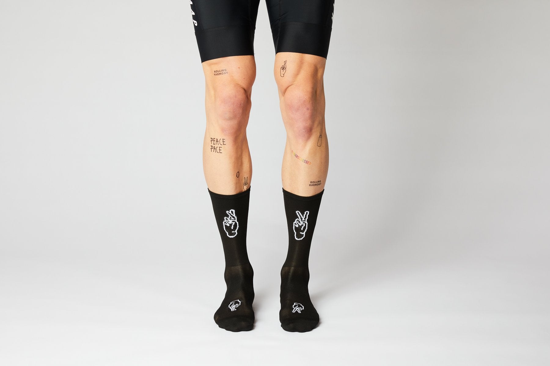 FINGERSCROSSED #Rolling Harmony Sorte Cykelstrømper
