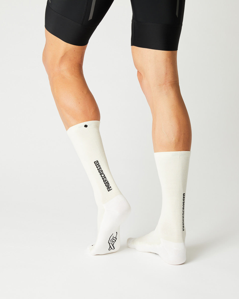 FINGERSCROSSED #Light Merino Silk Creme/Hvide Cykelstrømper