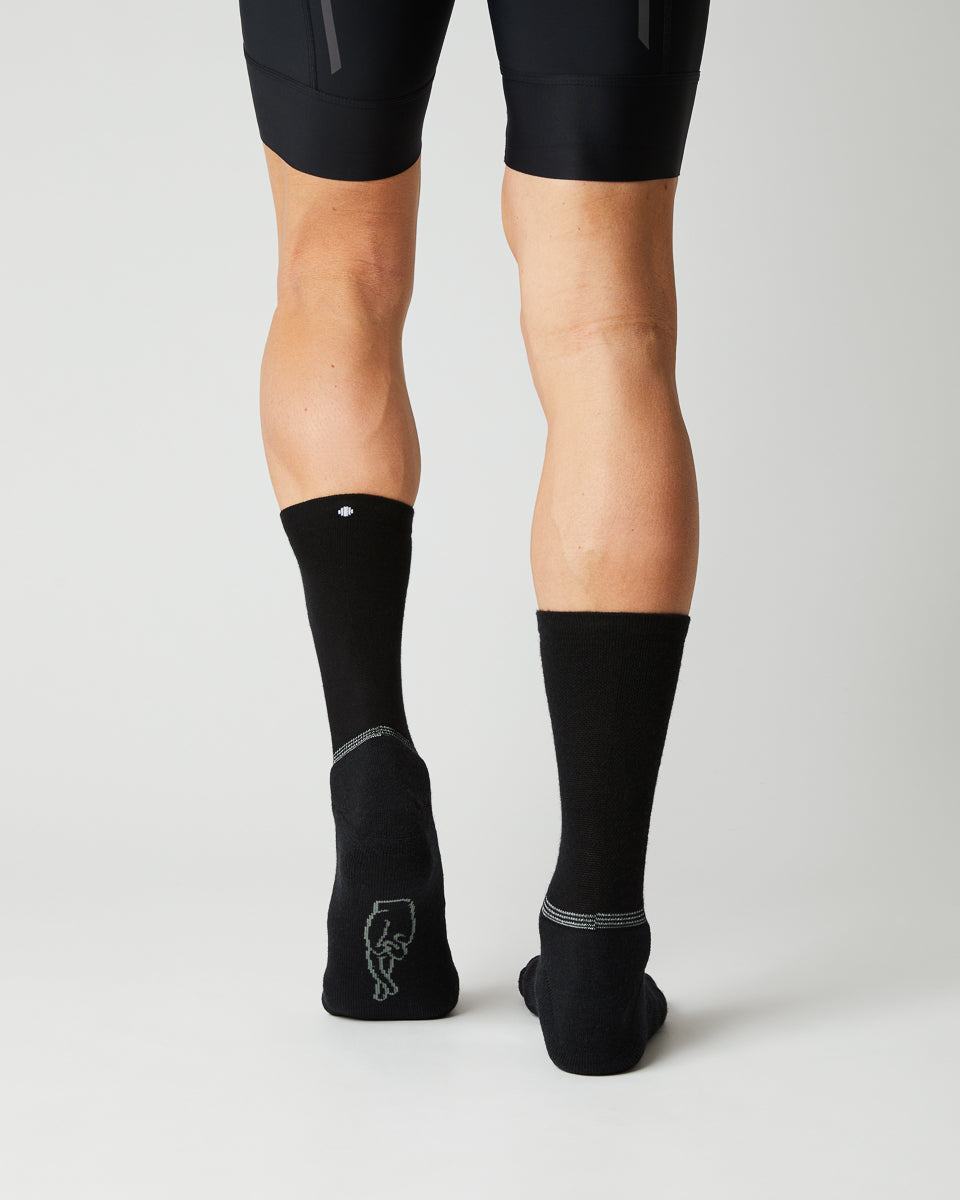 FINGERSCROSSED #Merino Black Cykelstrumpor